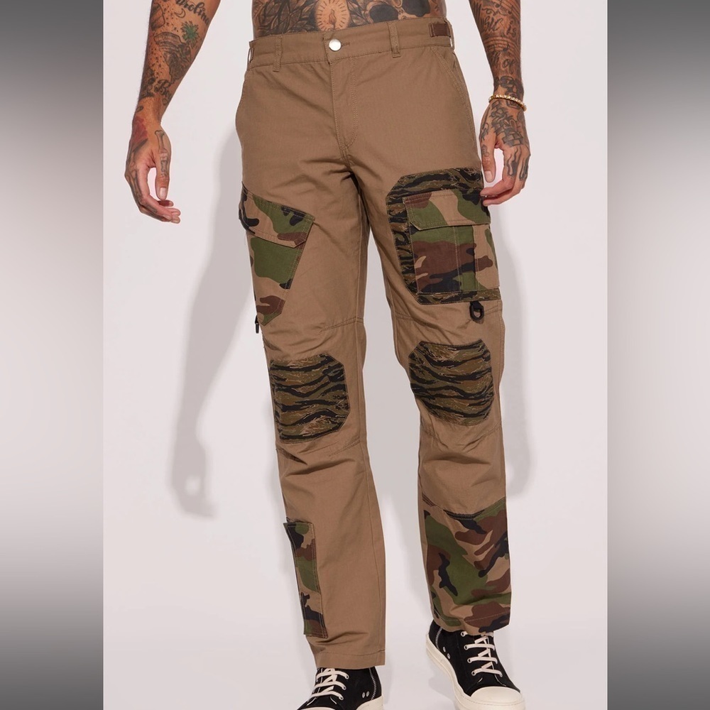 Patch up ripstop cargo men pants- Olive